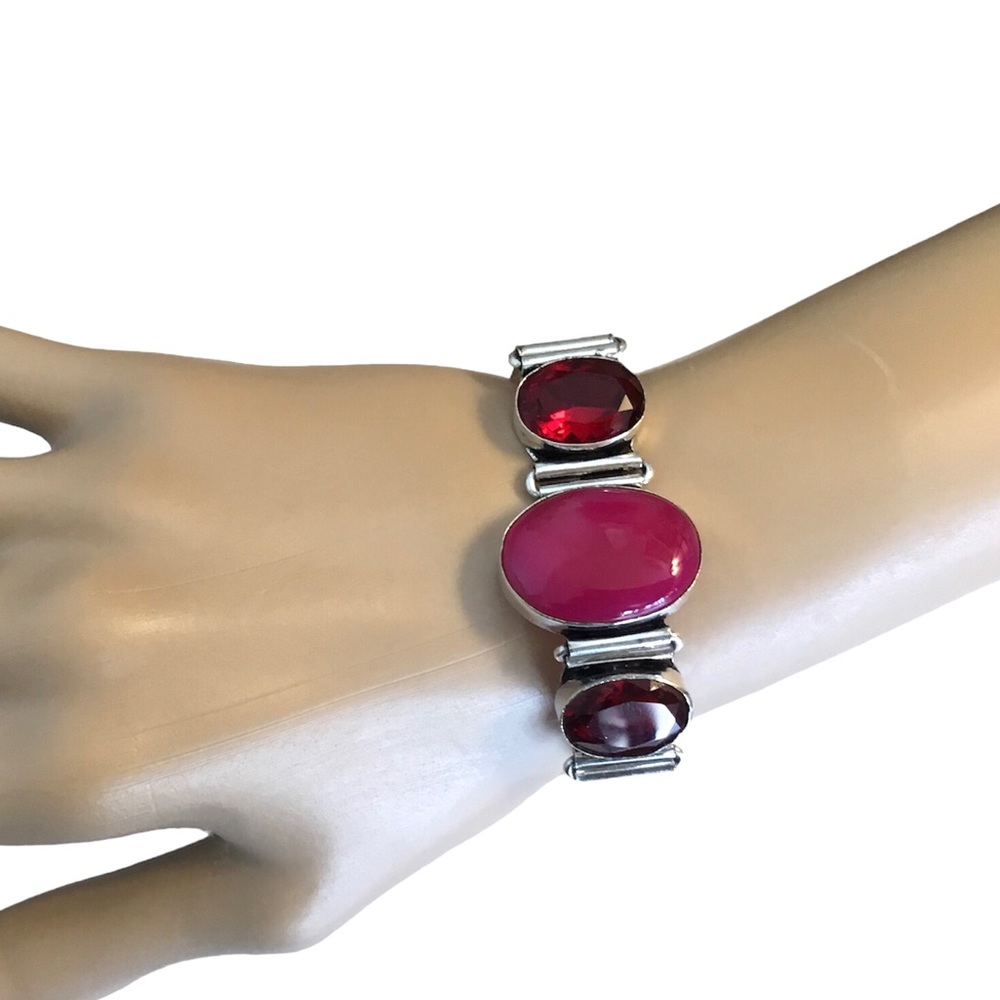 Ruby & Garnet Gemstone Bracelet Modern Style